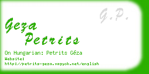 geza petrits business card